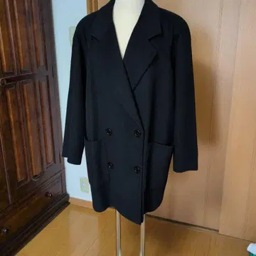 캐시미어 코트 블랙 더블 브레스트 피코트