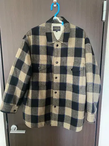Pendleton 베이지 블랙 체크 플란넬 자켓 F