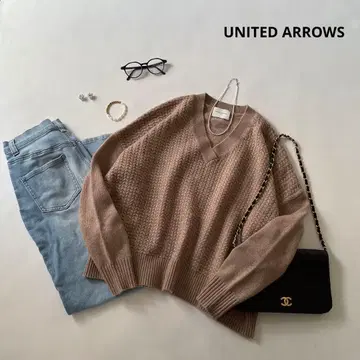 b1623 유나이티드 애로우즈 케이블 짜임 V넥 니트 풀오버