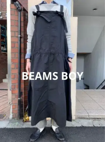938 BEAMS BOY 나일론 코튼 오버롤 스커트 블랙