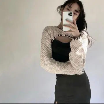 melt the lady 스티치 가디건 BLACK