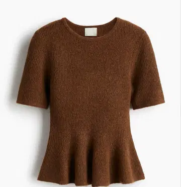 [ 1회 사용 ] H&M 리브 니트 페플럼 상의 5부 소매 니트