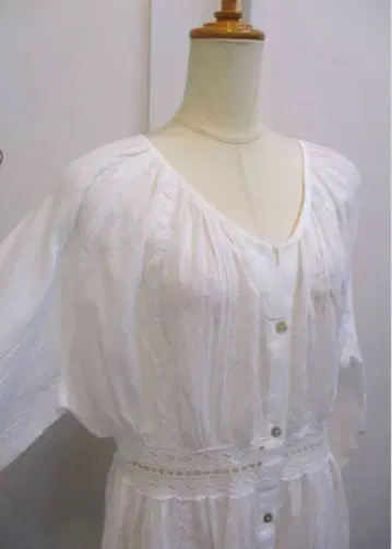 ungrid 코튼 가운 롱 원피스 화이트