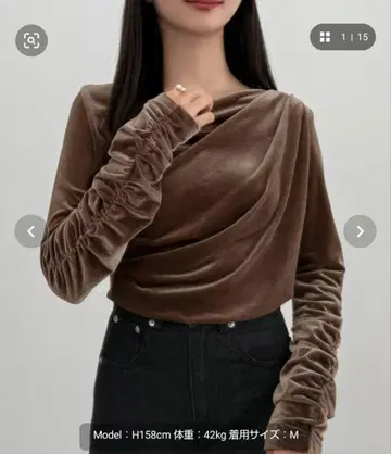 새상품 CENEA 드레이프 벨로아 상의 모카