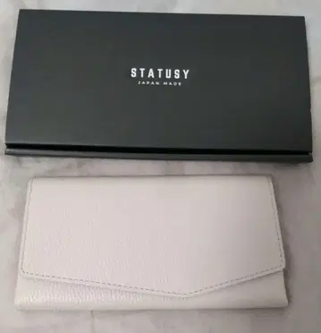STATUSY 가죽 장지갑 그레이지 화이트