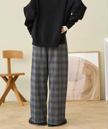 슬랙스 이지 팬츠/체크 팬츠/턱 와이드 팬츠