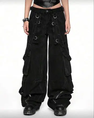 블랙 워크 팬츠 카고 팬츠