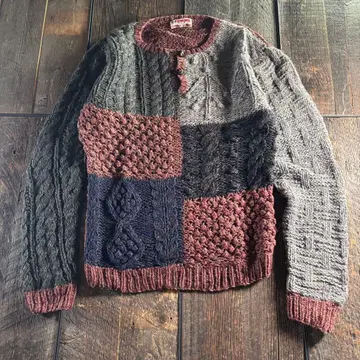 구제 의류 올드 맥레거 케이블 니트 하프 버튼 3D 니트 L 아란