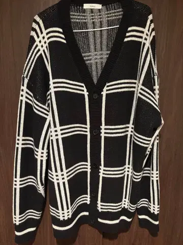 체크 무늬 니트 가디건