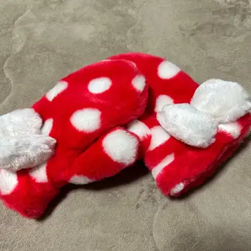 빨간색과 화이트 물방울 패턴 플리스 장갑