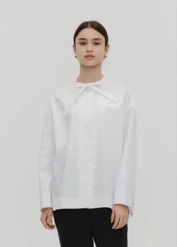 요리 스캘럽 리본 블라우스 화이트 36