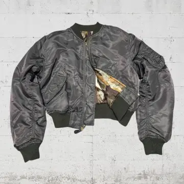 빈티지 짧은 기장 리버서블 MA-1 자켓 카키 카모플라쥬