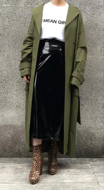 gvgv 올리브 그린 더블 브레스트 롱 코트 36