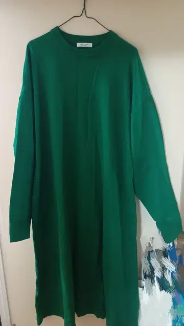[ 구제 의류 ] 여성용 니트 원피스 그린 롱 프리 사이즈