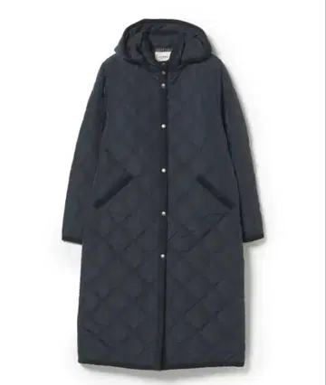 BEAMS 네이비 퀼팅 후드 부착 코트 L 사이즈