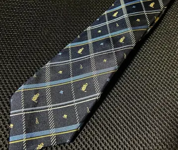 하 나이 무루무루 네이비 다이아몬드 패턴 넥타이