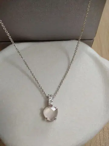 STAR JEWELRY 라이트 핑크 스톤 하트 목걸이