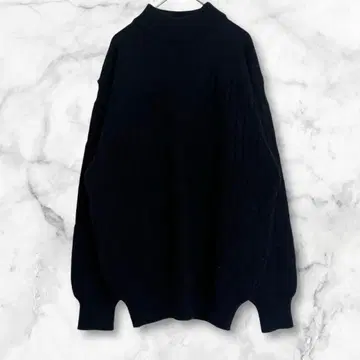 빈티지 아포이 블랙 케이블 니트 긴팔 스웨터 L 울 일본제