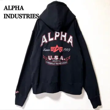 알파인더스트리 로고 후드티 후드 블랙 맨투맨 남성용 M