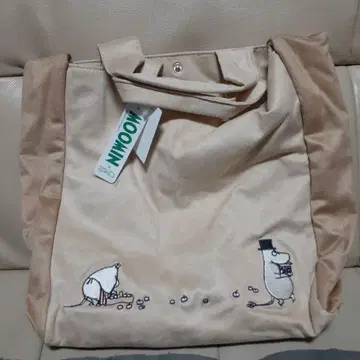 무민 베이지 스웨이드풍 토트백