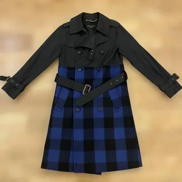ECHANTILLON No.4 트렌치코트 블랙 파랑 체크