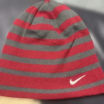 나이키 스트라이프 니트 비니 빨간색 그레이