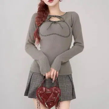 다리치 포인트 체크 미니 원피스