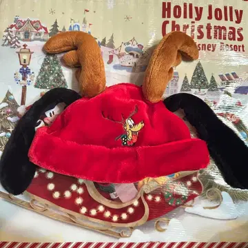 디즈니 모자 크리스마스 플루토 루돌프 빨간색