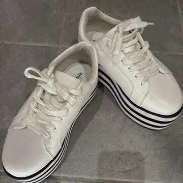 Titirar 화이트 통굽 스니커즈 보더 여성용