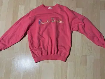 Paul Smile 자수 맨투맨 핑크