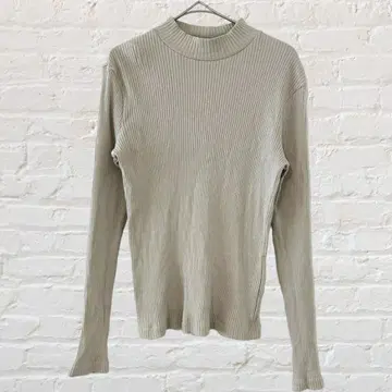 유니클로 긴팔 하이넥 리브 티셔츠 무지 더스티 컬러 롱 슬리브