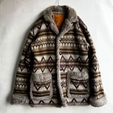 구제 의류 남성용 보아 자켓 플리스 보아 안감 M 네이티브 무늬