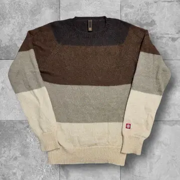 element 모헤어 혼방 브라운 계열 보더 니트 스웨터 L