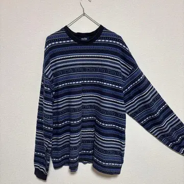 nautica 긴팔 상의 네이비 계열 롱 T 자카드