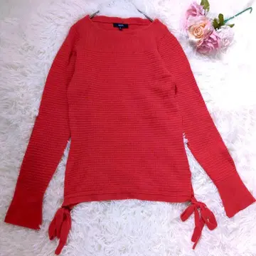 ROPE 니트탑 리본 모 캐시미어 레드 M