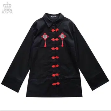 LISTEN FLAVOR 블랙 긴팔 셔츠