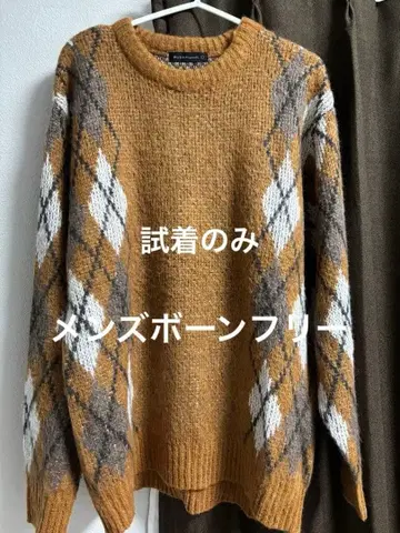 새상품급 남성용 아가일 무늬 브라운 니트 스웨터 L 사이즈