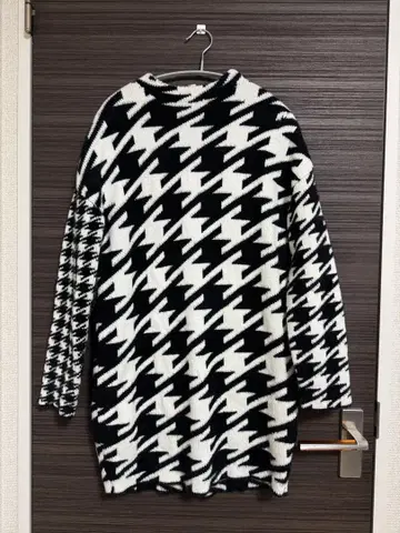 dazzlin 니트 원피스 하운드투스 체크 패턴