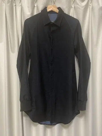 DEVOA 아카이브 초기 스텐 칼라 셔츠 코트 네이비 울