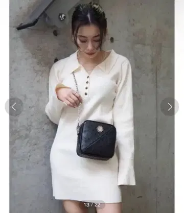 [ EVRIS ] 셔츠 미니 니트 원피스