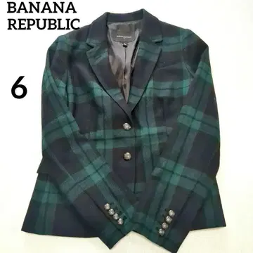 [ 새상품급 ] 바나나리퍼블릭 체크 자켓 그린 네이비 6 ML 2 버튼