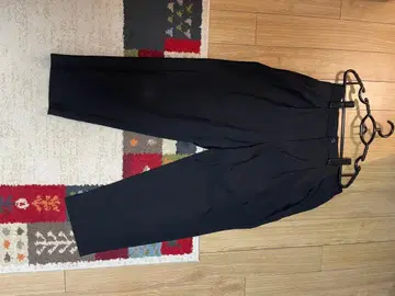 블랙 슬랙스 허리밴딩 프론트 오픈