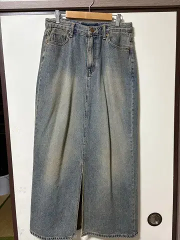 데님 슬릿 롱 스커트