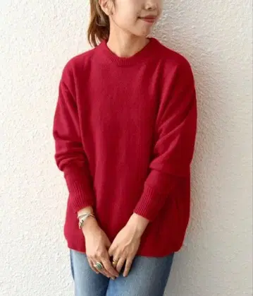 새상품급 쉽스 애니 AQUA 크루넥 풀오버 캐시미어 레드