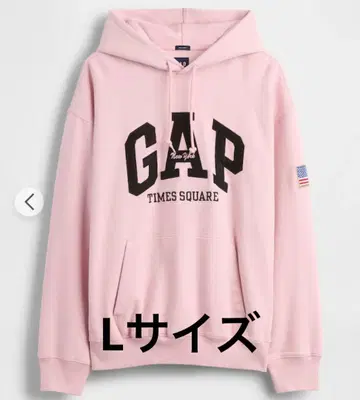 GAP 헤비웨이트 타임스퀘어 GAP 로고 후드티 핑크 L 사이즈