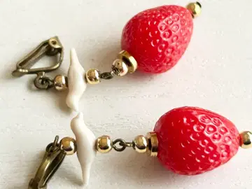 빈티지 이어링 딸기 작은 새 동화 같은 빈티지 이어링