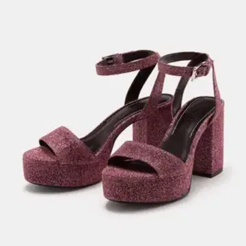 Bershka 핑크 글리터 통굽 샌들