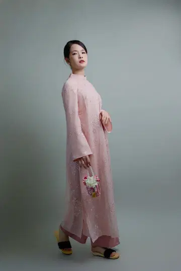 (여성용)No.T2613 실크 자수 비즈 핸드메이드 베트남 아오자이 세트