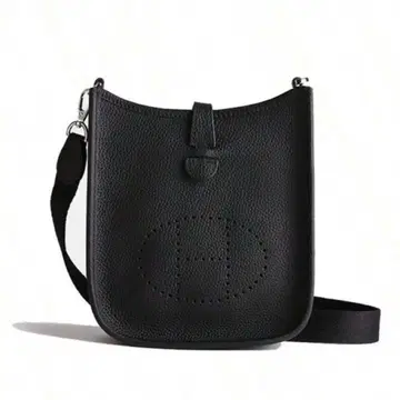 H 로고 펀칭 디자인 숄더백 블랙