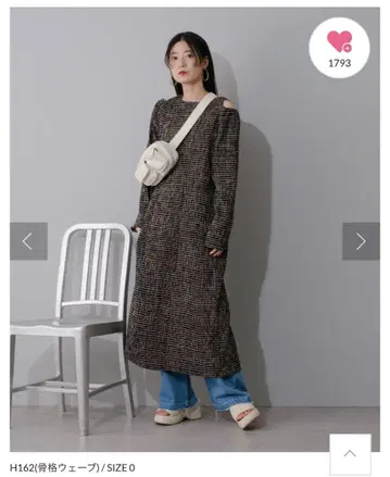 Kastane 오픈 숄더 체크 롱 원피스 SIZE 0